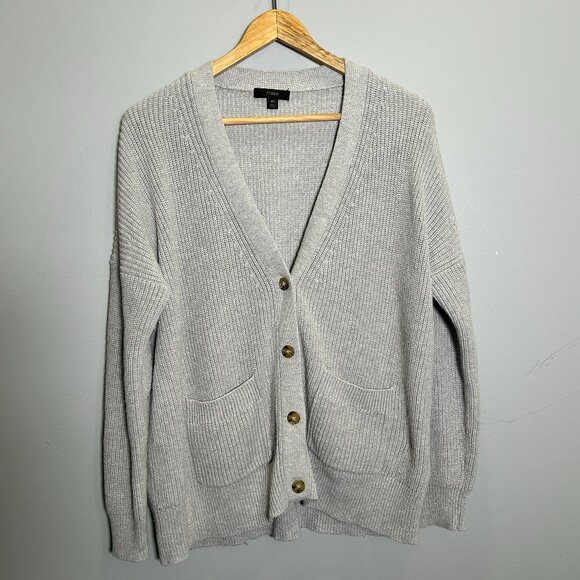 J. Crew Sweaters - J Crew Oversized Women's Ribbed Knit Gray Cardigan - XS